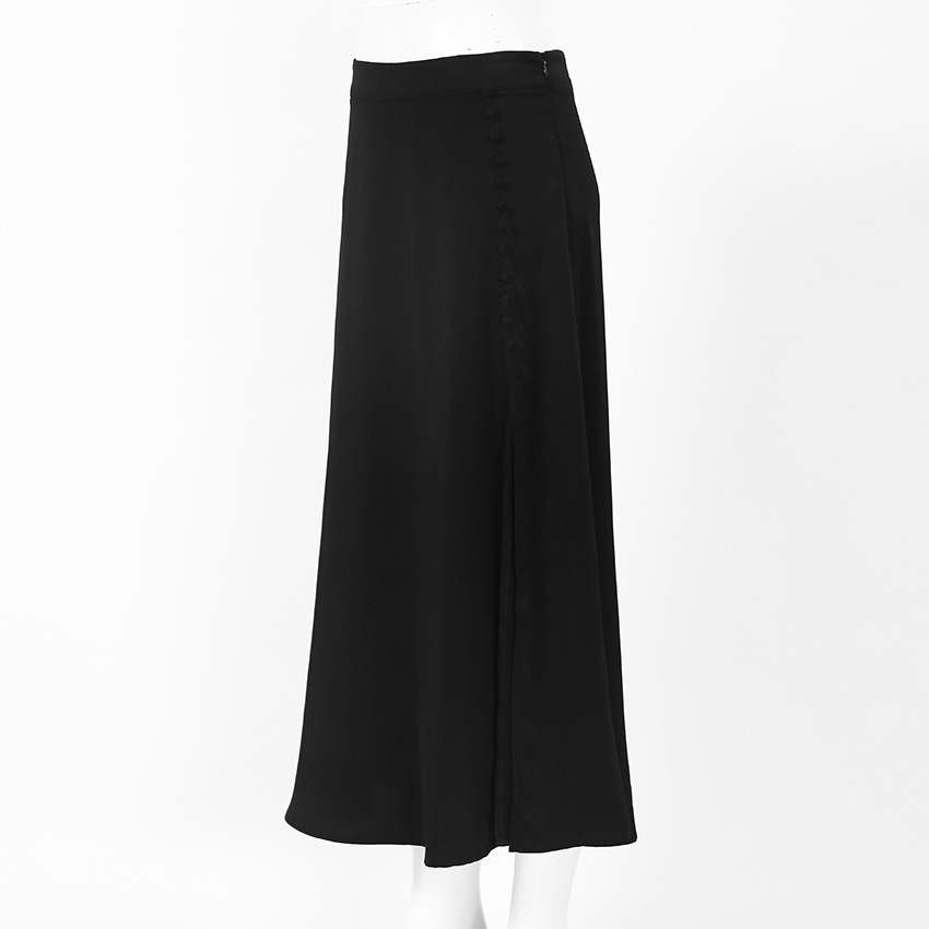 Title 20, French high waist slit black satin skirt. Offer...