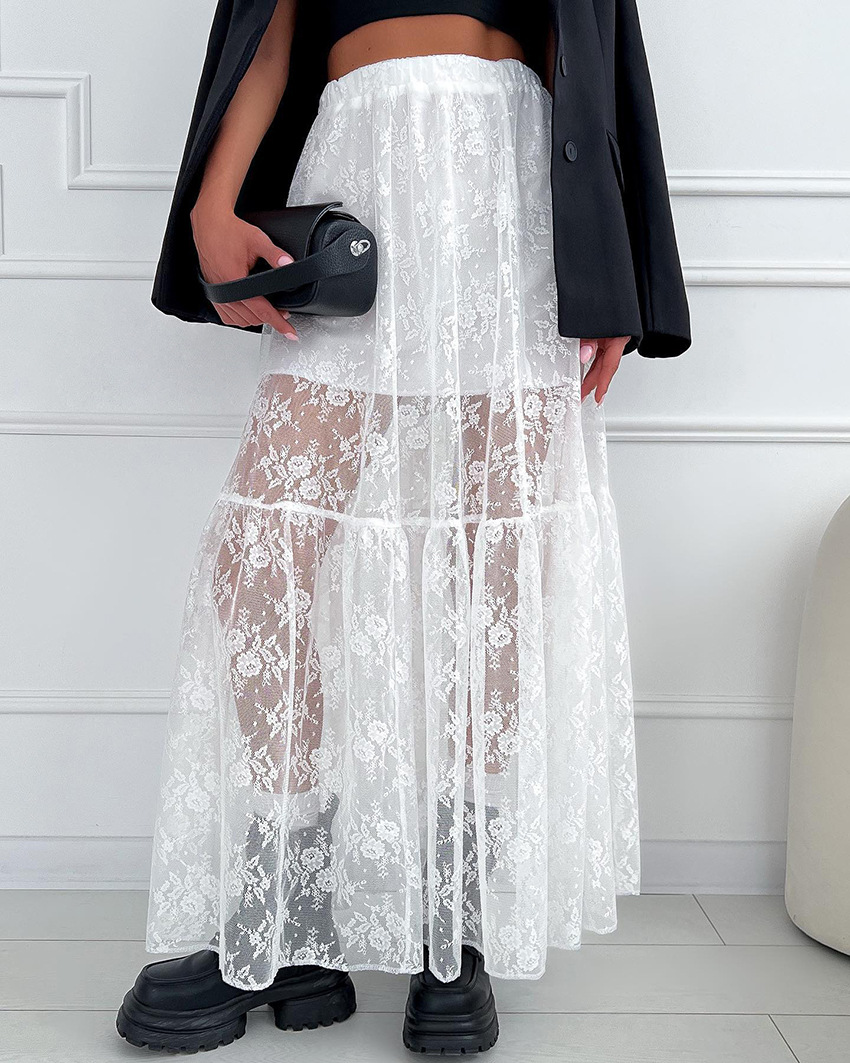 Title 7, Sexy Lace See-through A-Line Hem Skirt for a se...