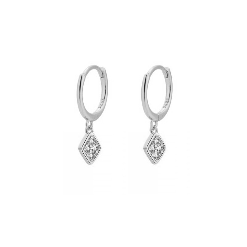 Title 4, Diamond Shaped Earrings With Geometric Inlay O...