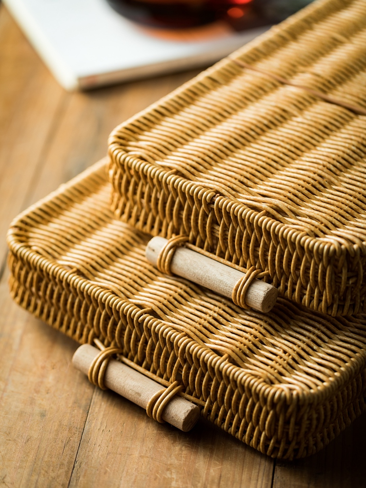 Title 2, Rattan Baking Toasted Bread Rectangular Tray