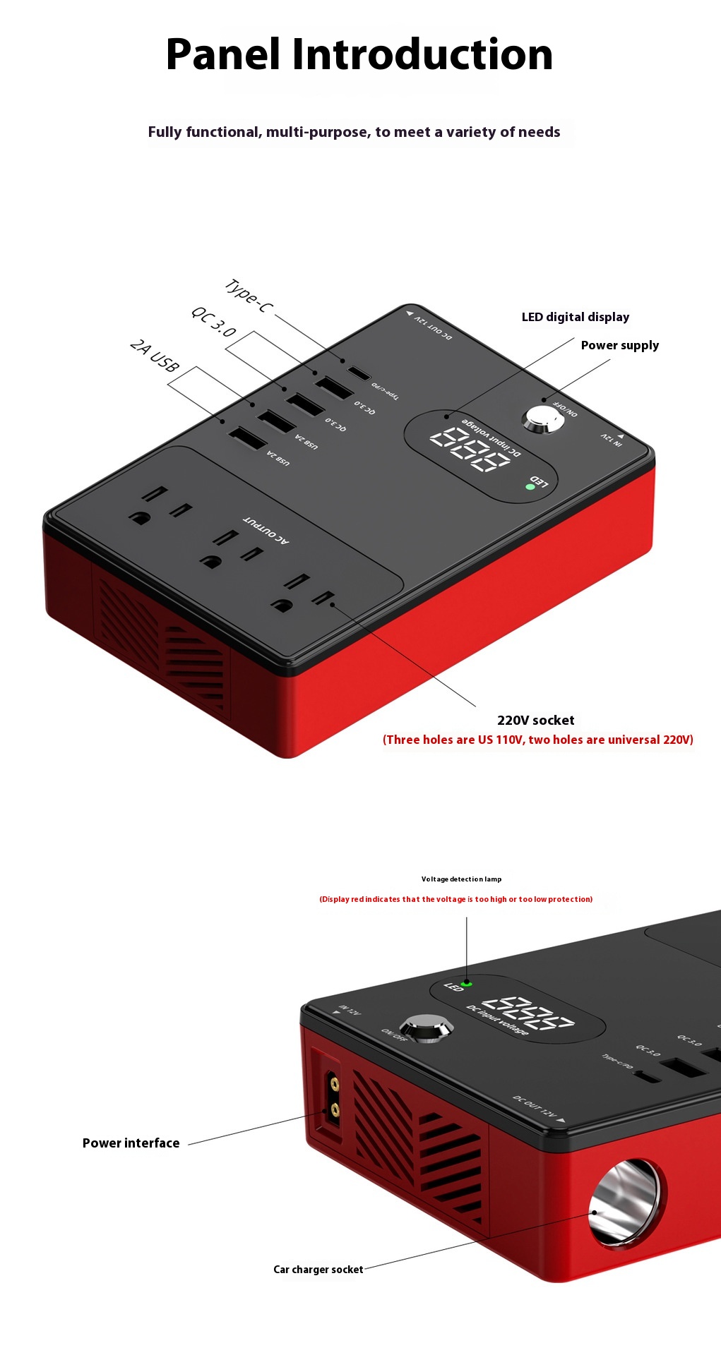 Title 5, 300W Vehicle Inverter Power Adapter