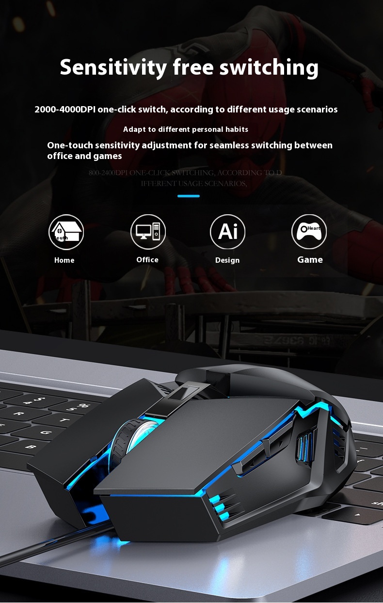 Title 6, Mouse gaming luminoso cablato Accessori per com...