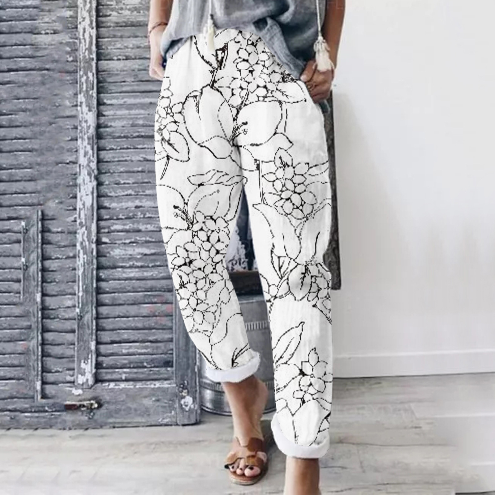 Title 4, Womens Elastic Waist Casual Printed Pants Perf...