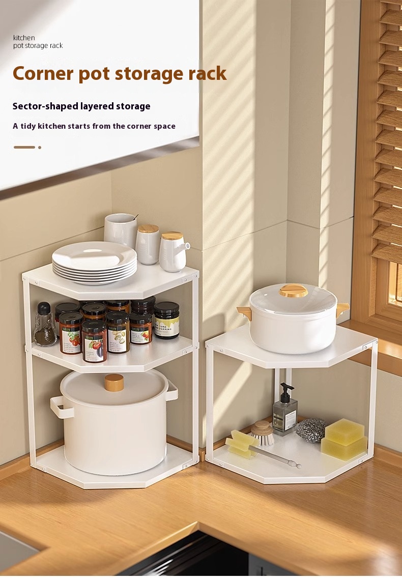 Title 5, Kitchen Fan-shaped Pot Rack Corner Seasoning St...