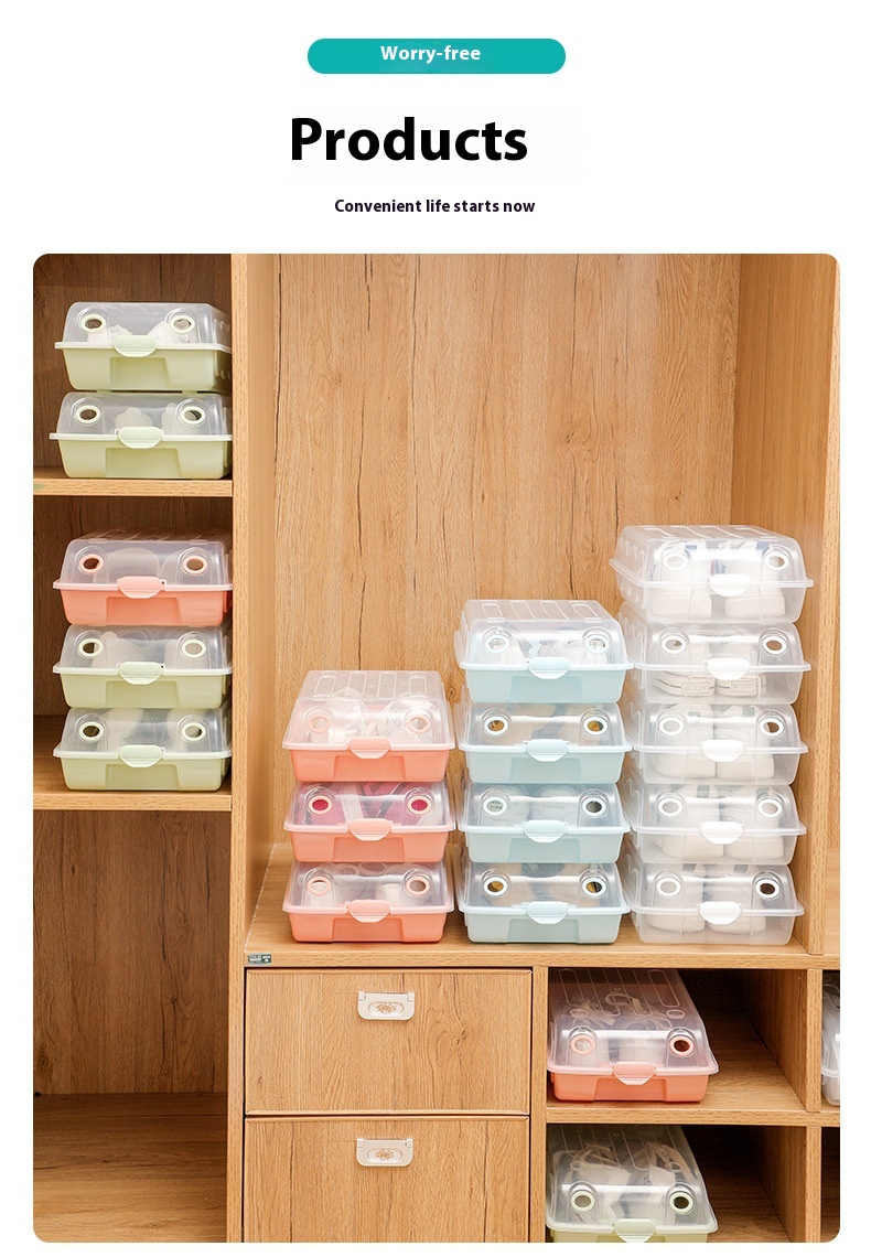 Title 5, Transparent Storage Box Plastic Shoe Cabinet St...