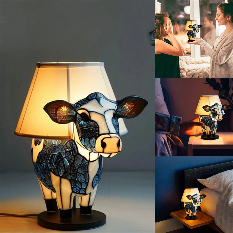 Title 1, Beautiful Cow Table Lamp Bedside Lamp with USB ...