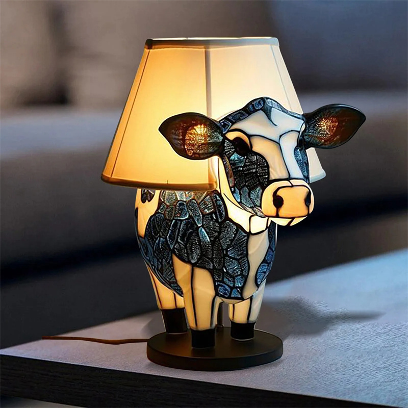 Title 7, Schöne Kuh Tischlampe Nachttischlampe mit USB f...