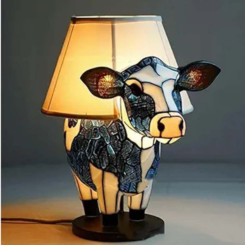 Title 8, Schöne Kuh Tischlampe Nachttischlampe mit USB f...