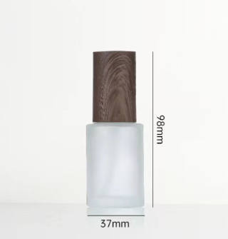 Title 1, Wood Grain Cover Frosted Glass Lotion Bottle