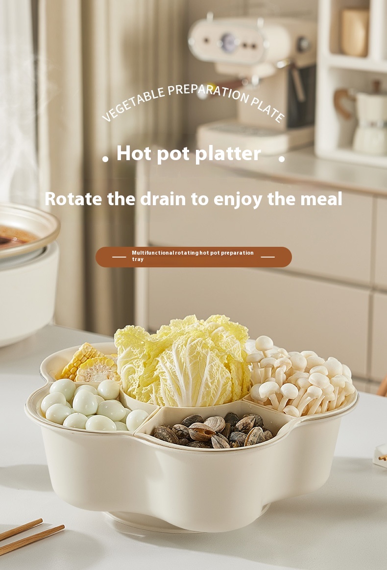 Title 9, Hot Pot Platter Drain Basket Compartment Househ...