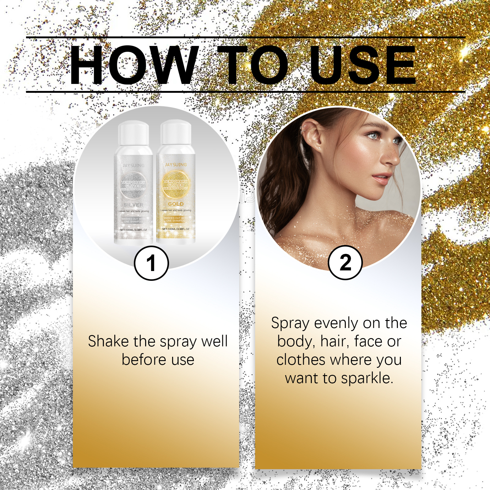 Title 4, Gold And Silver Color Flash Spray Series Lastin...