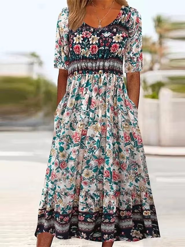 Title 3, Vestido slim de verão com estampa étnica, moda ...