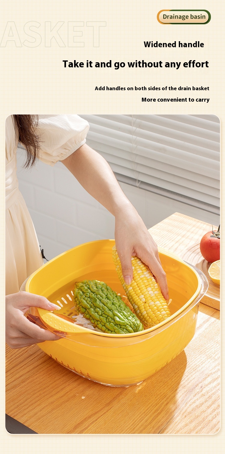 Title 5, Double-layer Drain Basket PET Fruit Basket Wash...