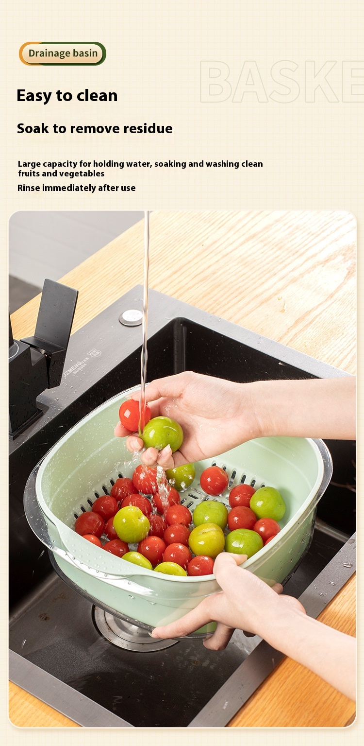 Title 6, Double-layer Drain Basket PET Fruit Basket Wash...