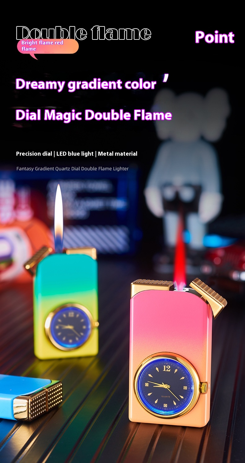 Title 6, Windproof Double Flame Creative Quartz Real Dia...