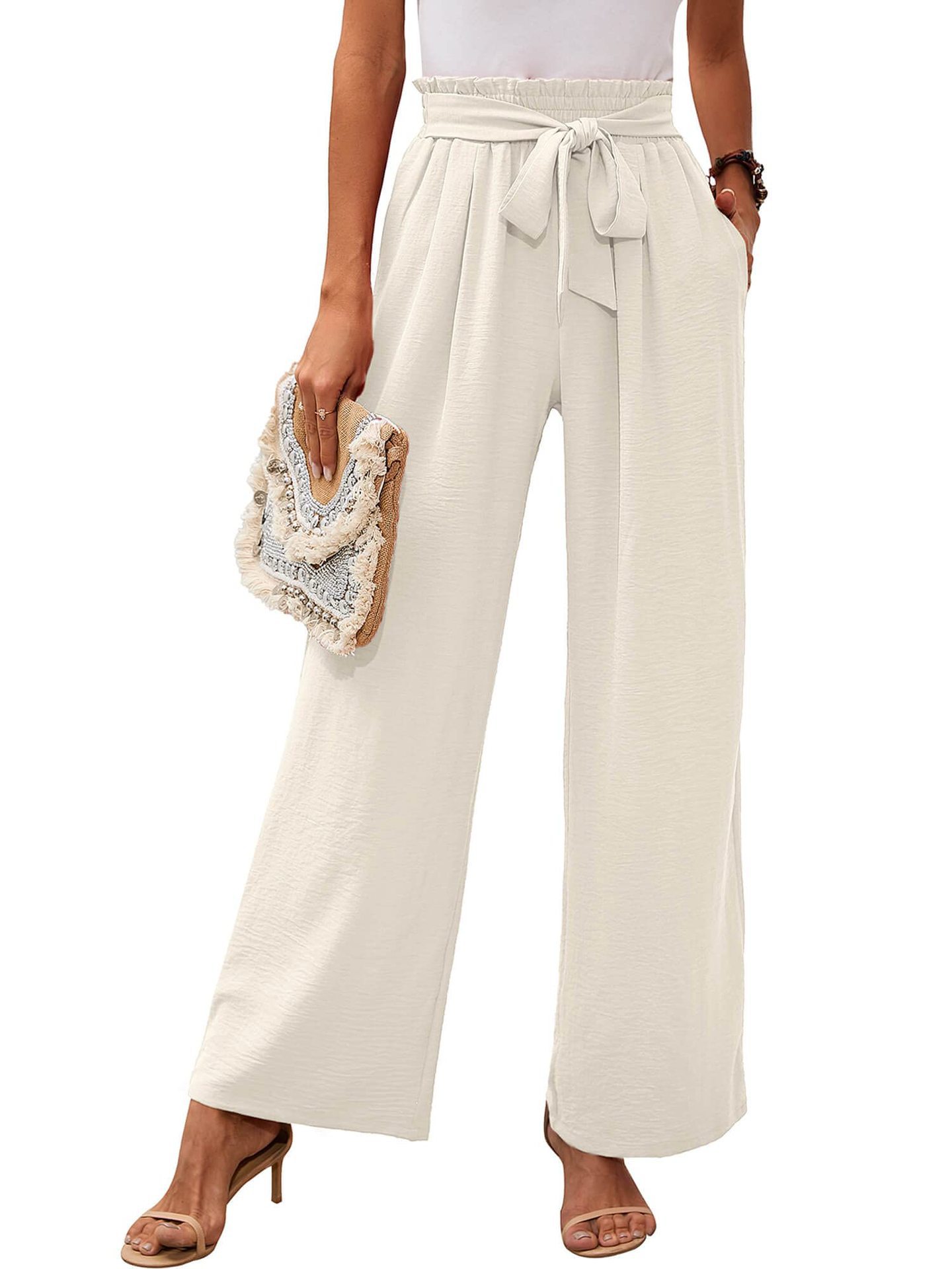 Title 2, Knotted Commuter Wide Leg Pants Casual Comforta...