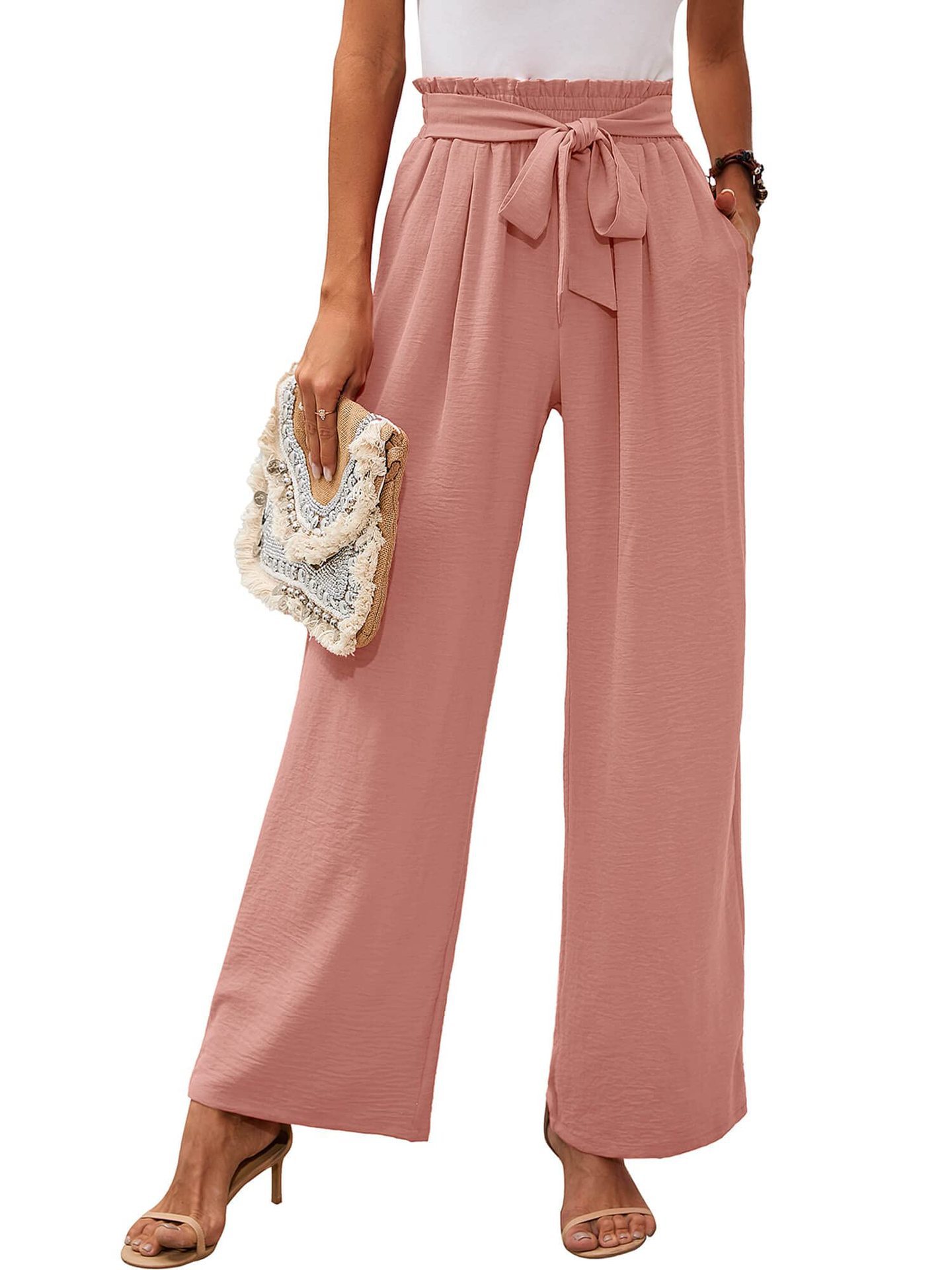 Title 3, Knotted Commuter Wide Leg Pants Casual Comforta...