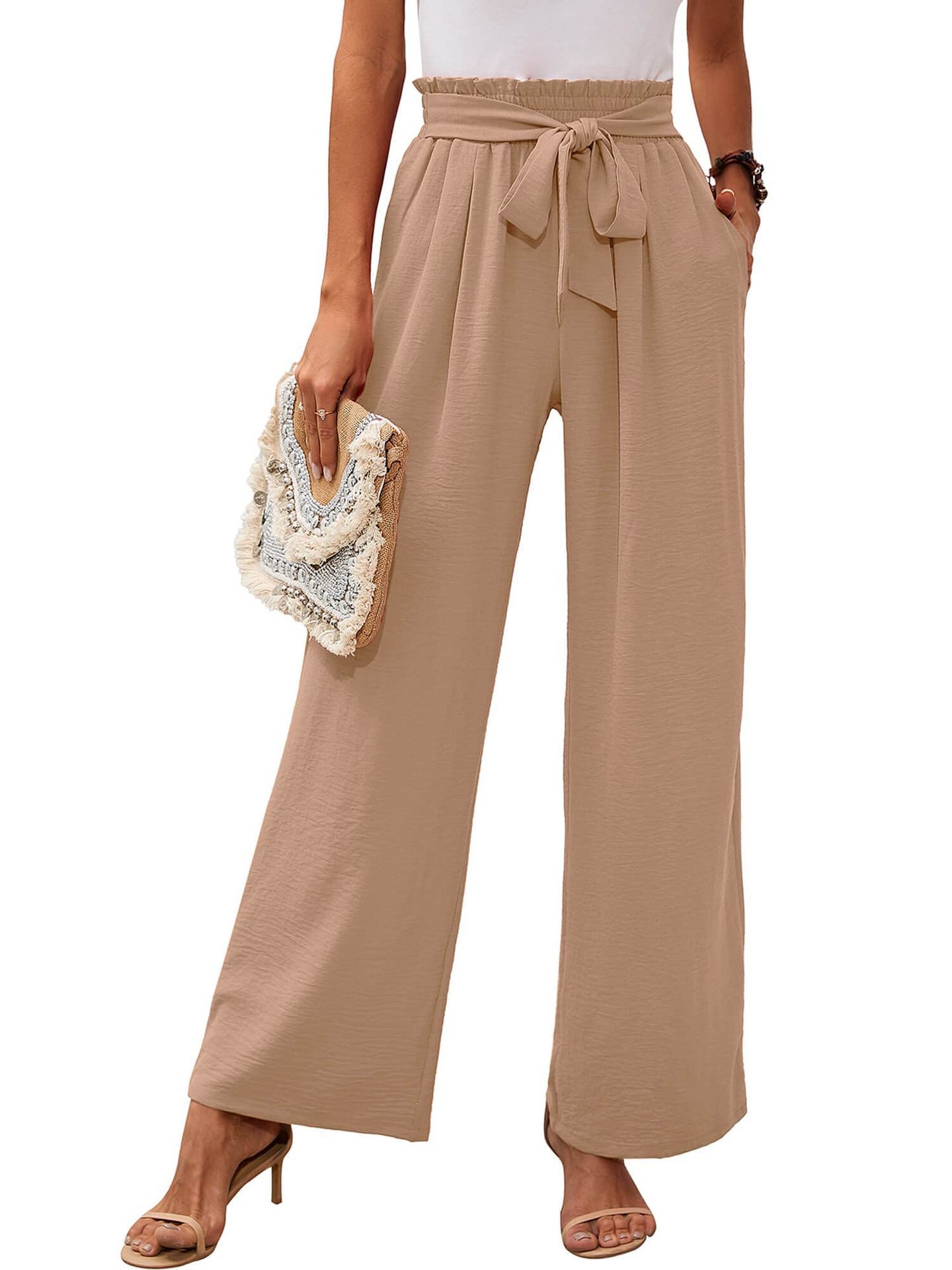 Title 4, Knotted Commuter Wide Leg Pants Casual Comforta...