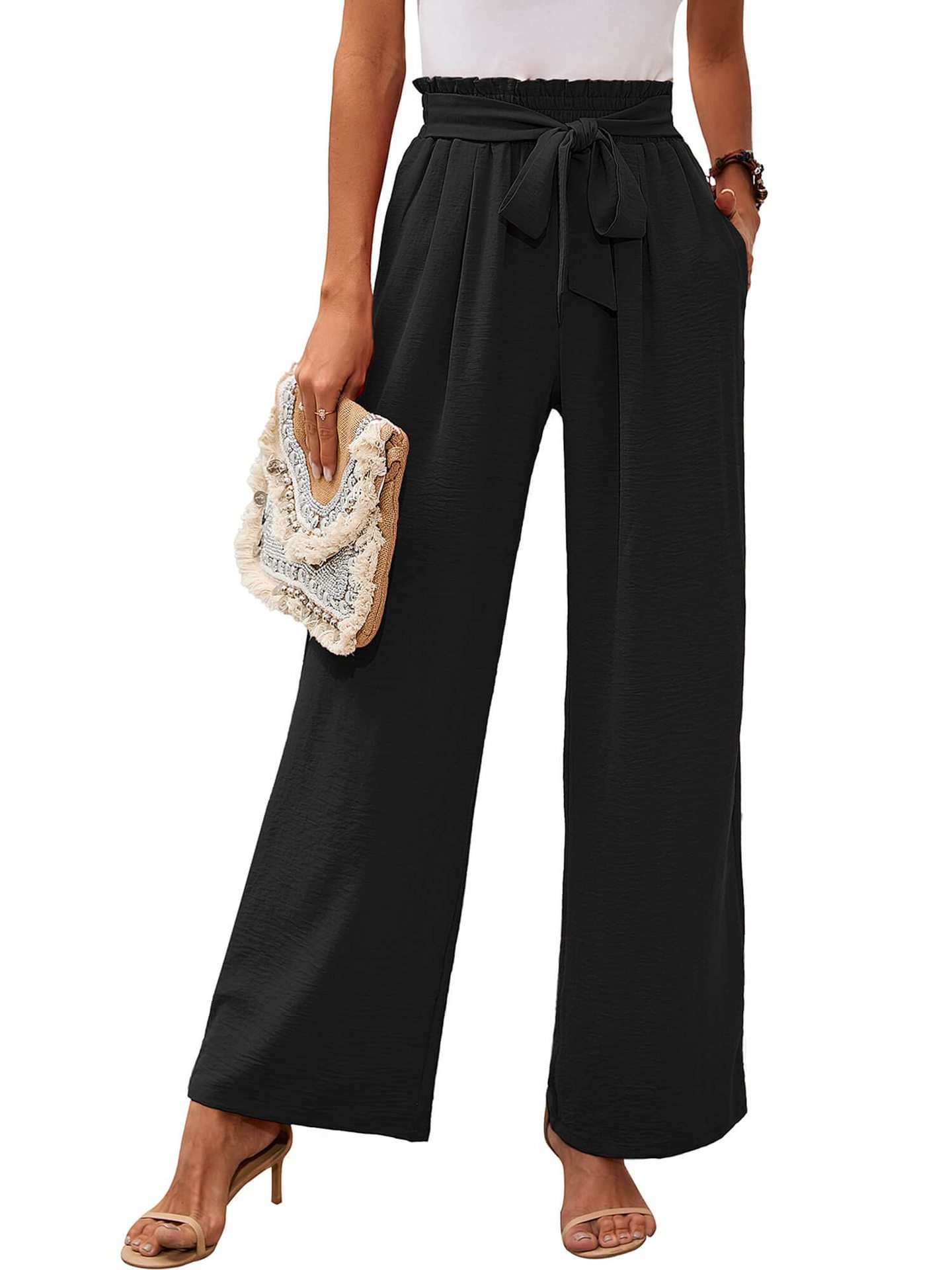 Title 5, Knotted Commuter Wide Leg Pants Casual Comforta...