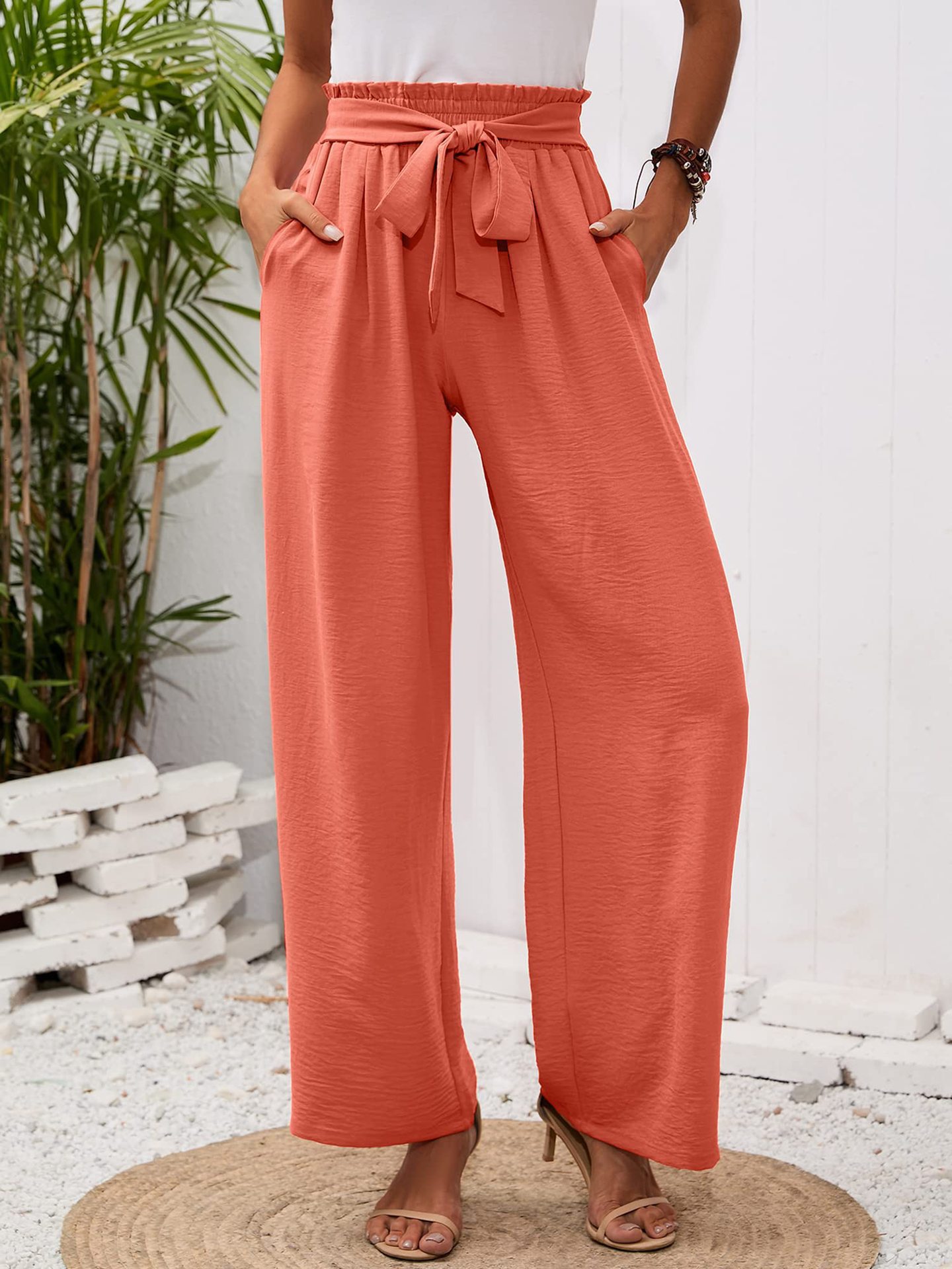 Title 6, Knotted Commuter Wide Leg Pants Casual Comforta...