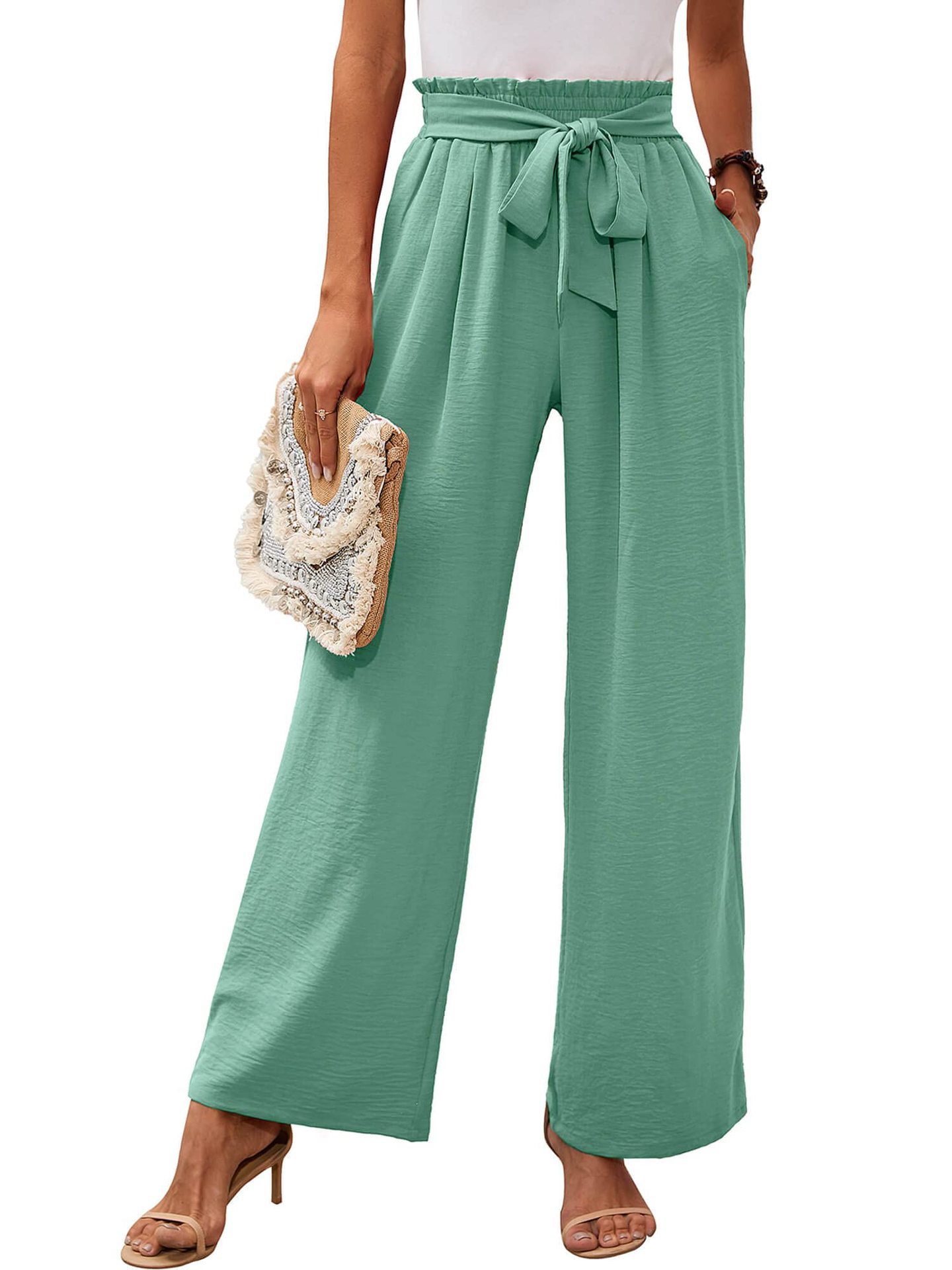 Title 8, Knotted Commuter Wide Leg Pants Casual Comforta...