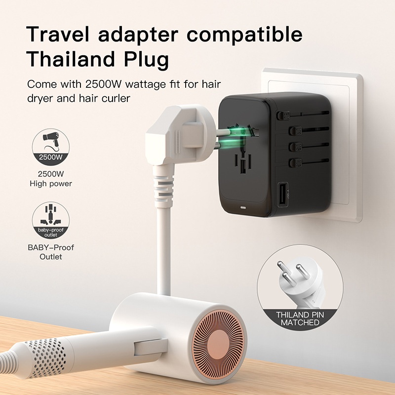 Title 4, Travel Adapter 4C Port Gallium Nitride Universa...