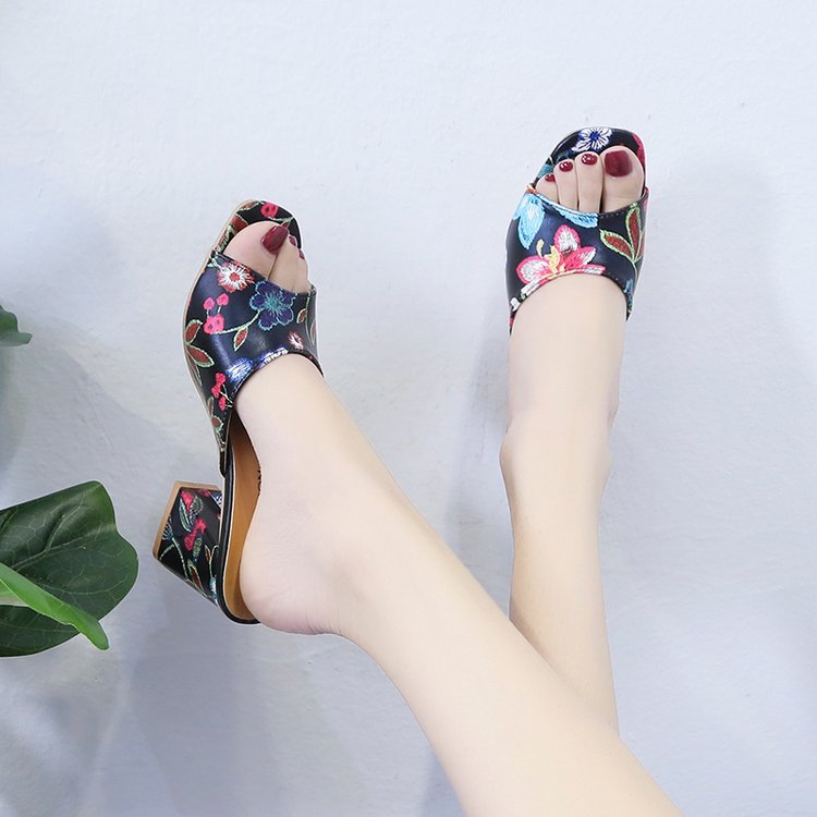 Title 2, Womens Casual Outdoor Chunky Heel Printed Slip...