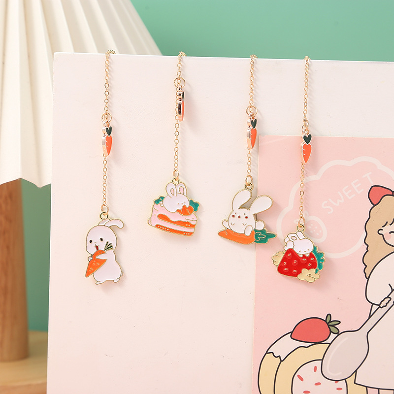 Title 4, Cartoon Cute Rabbit Double Pendant Bookmark