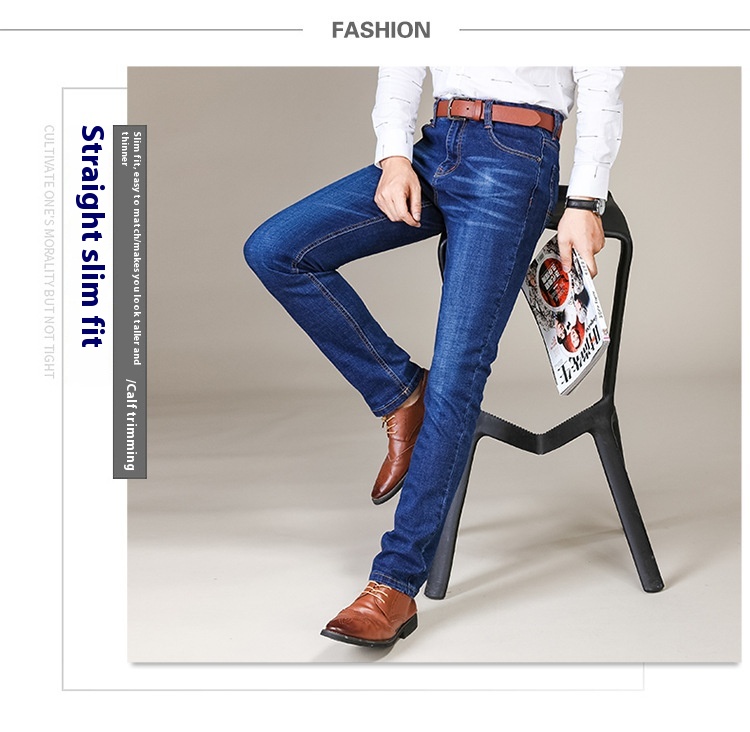 Title 3, Slim Fit Elastic Straight Jeans für Herren. Beq...