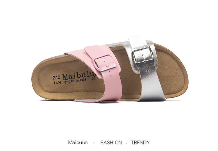 Title 15, Maibulun Flat Cork Slippers Color Matching Summ...