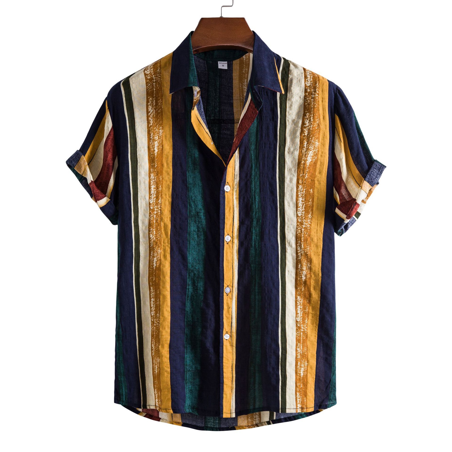 Title 6, Mens Striped Shirt Striped Print Short Sleeve ...