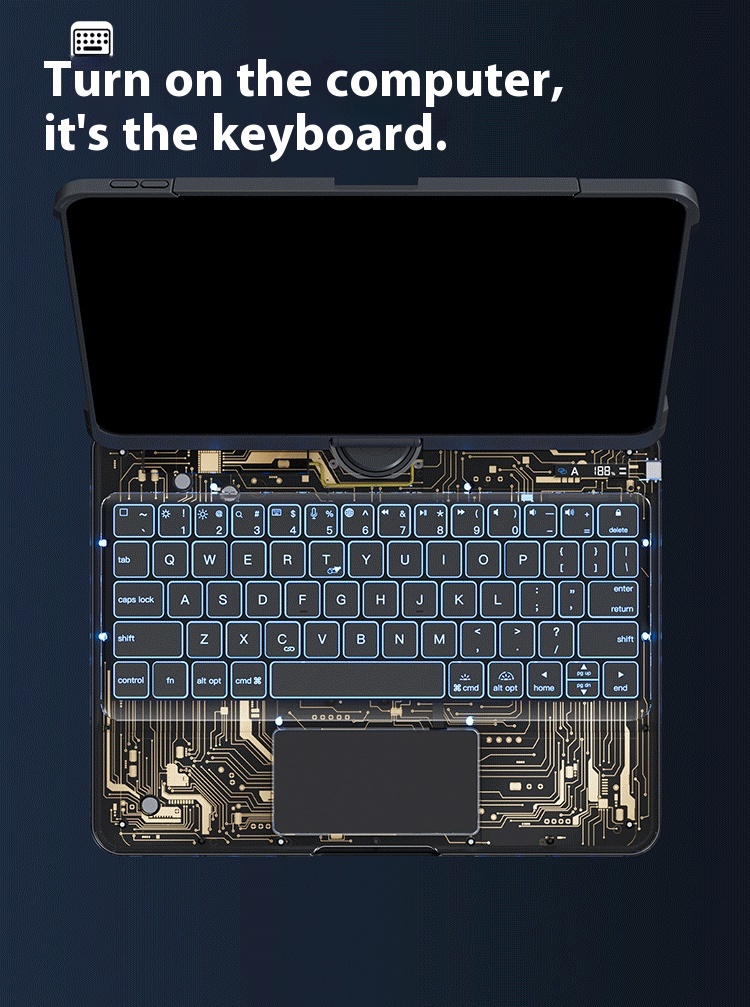 Title 8, iPad için 360 Dönebilen Klavye Kılıfı, Akıllı T...