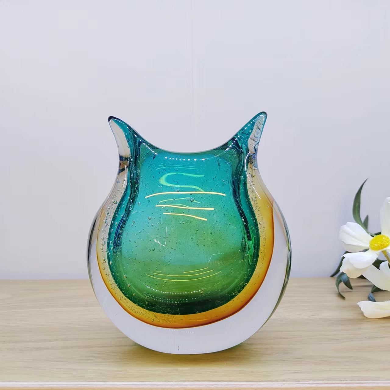 Title 4, Two Colors Reflection Glass Vase Decoration ele...