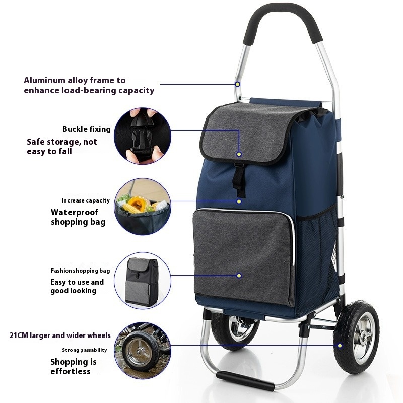 Title 2, Upgraded Portable Folding Supermarket Cart