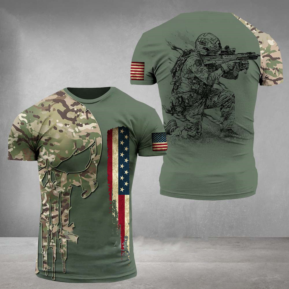 Title 5, Militaire 3D T-shirt Heren Streetstyle Korte Mo...