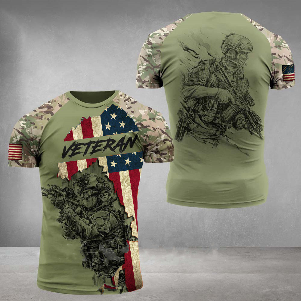 Title 6, Militaire 3D T-shirt Heren Streetstyle Korte Mo...