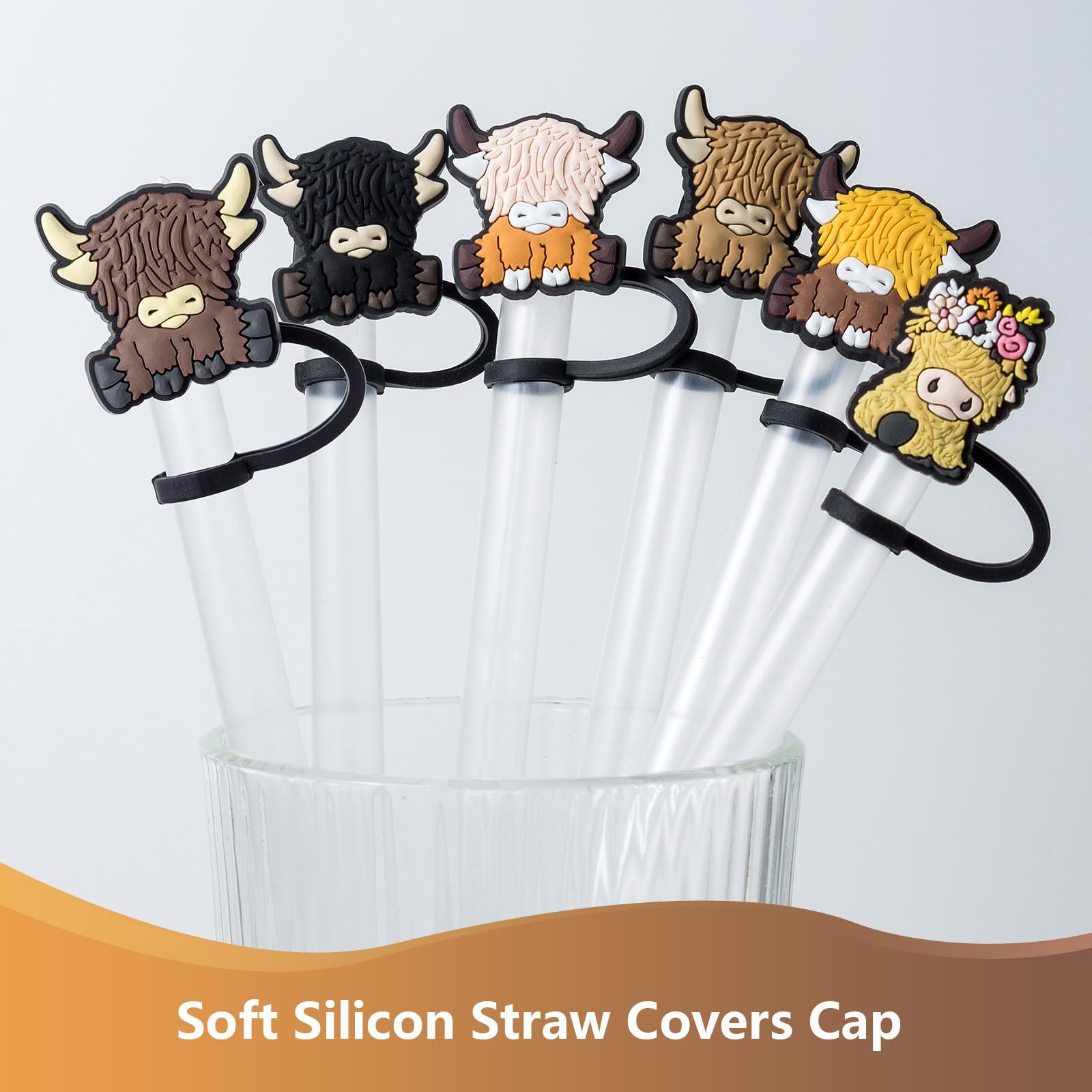 Title 2, Highland Cow Straw Cover Party Dustproof Straw ...