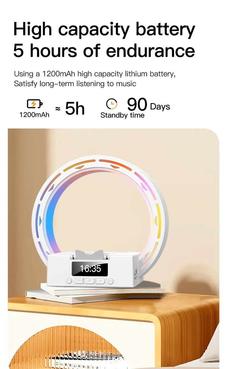 4 In 1 Wireless Bluetooth Speaker Charging Pad Bedside Lamp