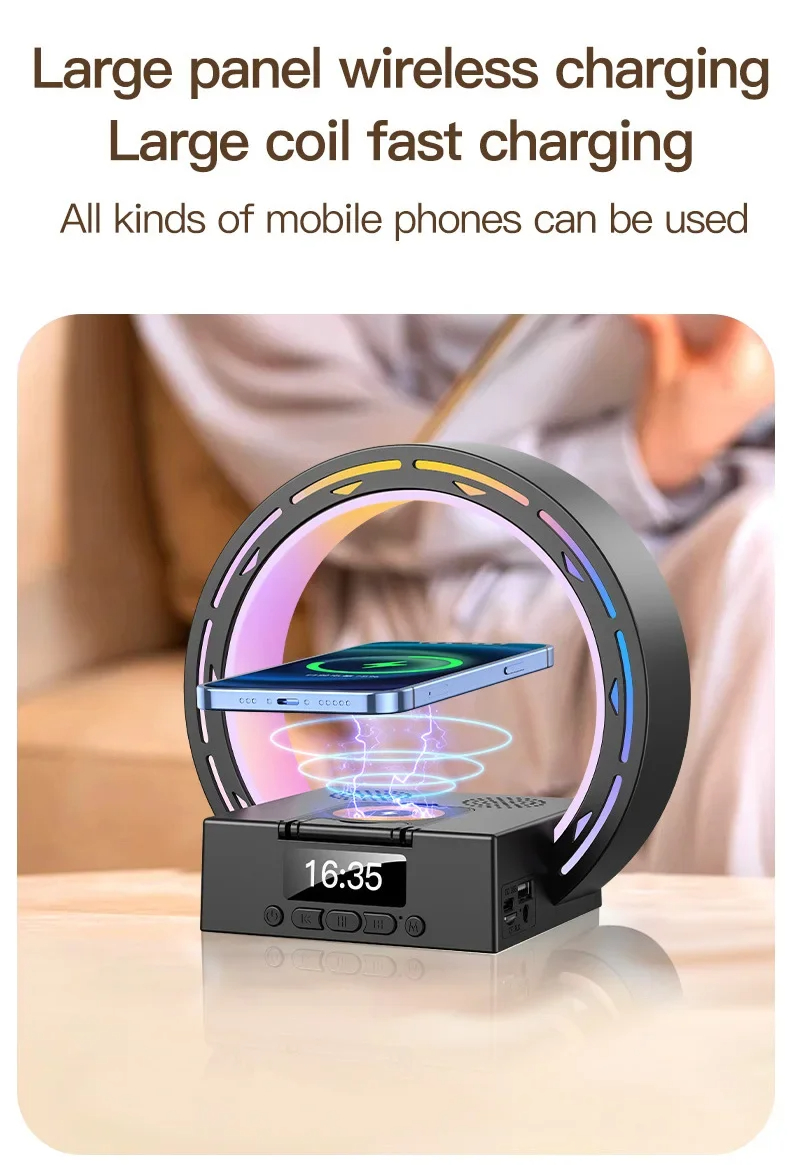 4 In 1 Wireless Bluetooth Speaker Charging Pad Bedside Lamp