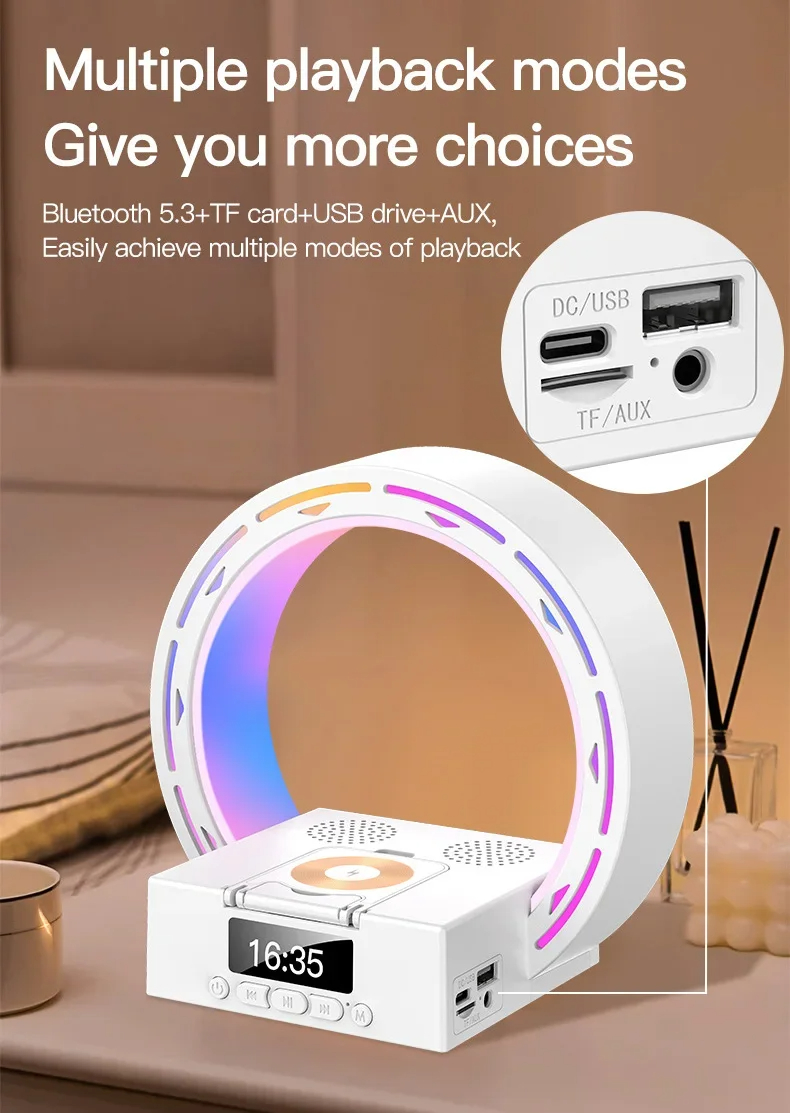 4 In 1 Wireless Bluetooth Speaker Charging Pad Bedside Lamp