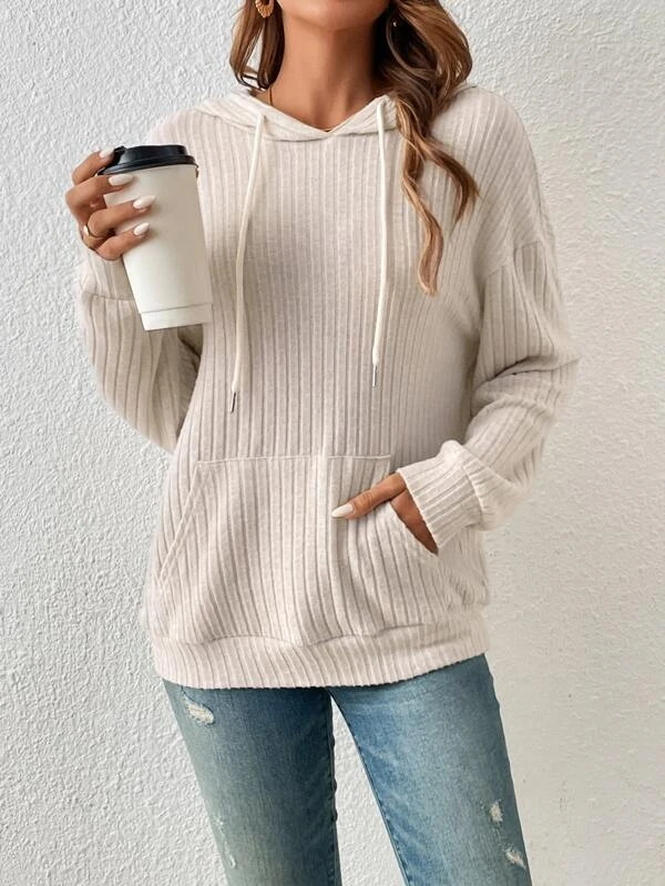 Fashion Drawstring Long-sleeved Hooded Sweatshirt