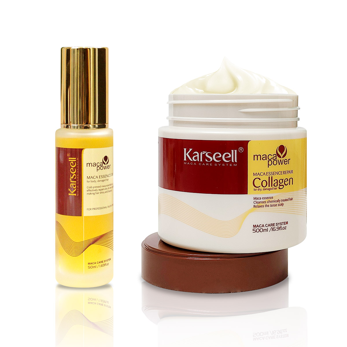 Karseell Collagen Hair Treatment & Argan Oil Serum. Luxurious Hair Care Combo Set Embark on an unparalleled hair care journey with our meticulously crafted Hair Care Combo Set. Combining a deeply nourishing Hair Treatment Mask and a revitalizing Hair Esse