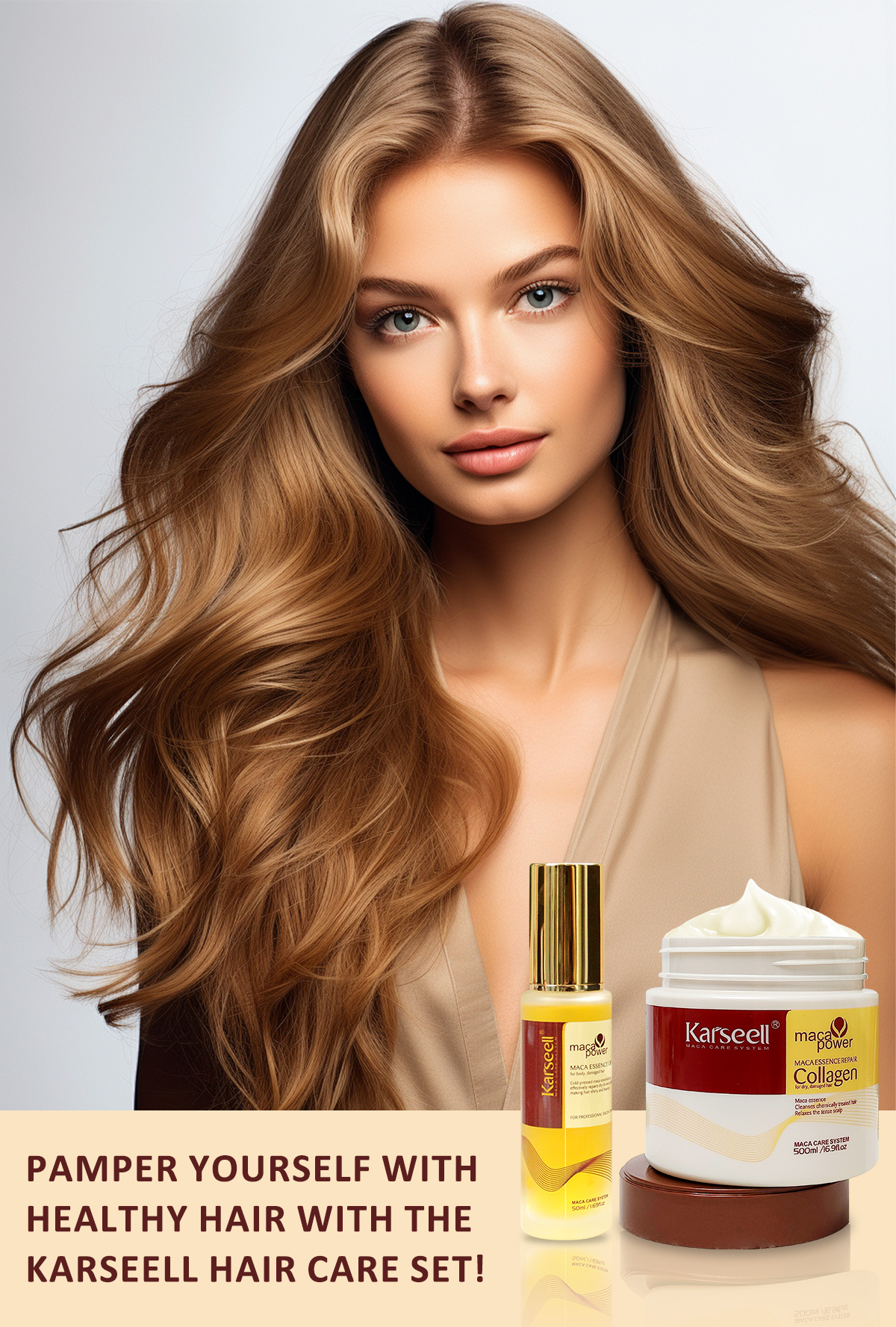 Karseell Collagen Hair Treatment & Argan Oil Serum. Luxurious Hair Care Combo Set Embark on an unparalleled hair care journey with our meticulously crafted Hair Care Combo Set. Combining a deeply nourishing Hair Treatment Mask and a revitalizing Hair Esse