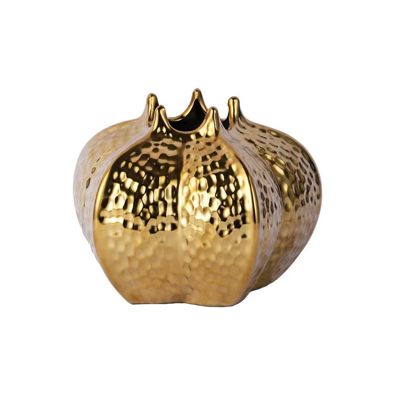 Title 5, Creative Golden Ceramic Open Vase Decoration