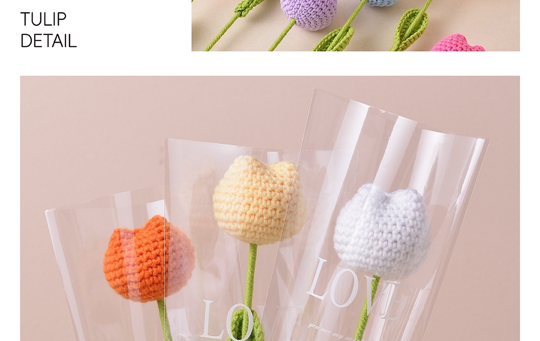 Title 19, Finished Handmade Crochet Tulip Fake Flower Sim...