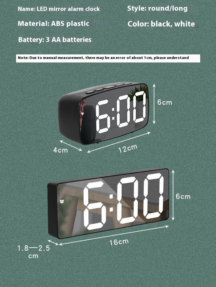 Title 1, Creative Mirror Alarm Clock Multifunctional LED...