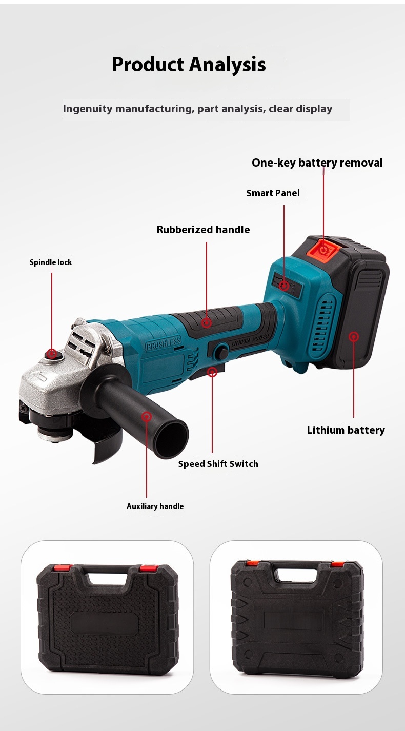 Title 2, Brushless Lithium Battery Electric Angle Grinde...