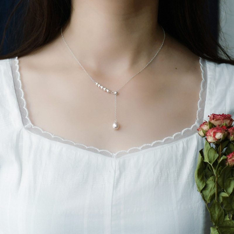 Title 3, Collana Y con perle dacqua dolce e argento 925...