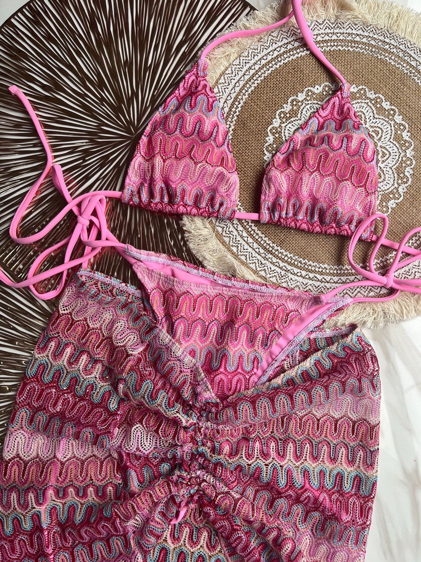 Title 5, Knitting Bikini Skirt Three-piece Set Bikini St...