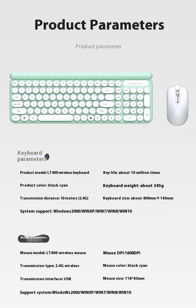 Title 2, Lt500 Computer Wireless Keyboard and Mouse Set ...